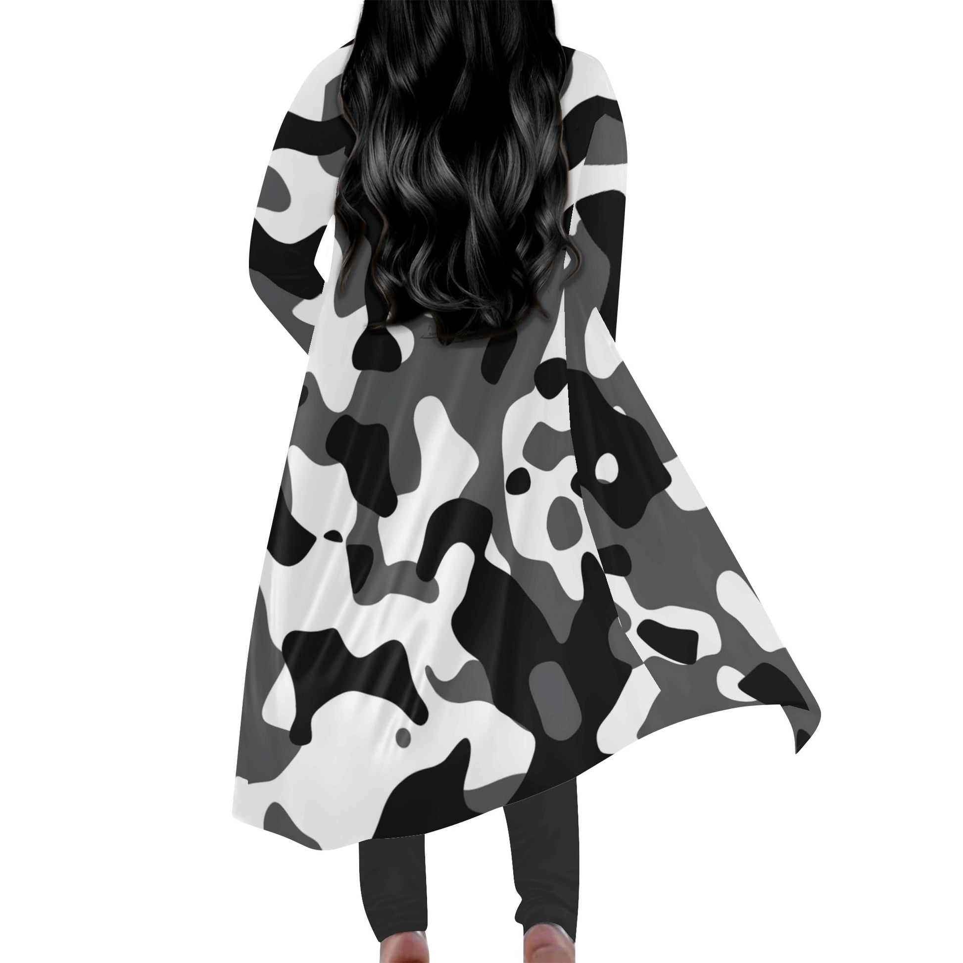 Langer leichter Schwarz Grau Weiß Camouflage Kimono Cardigan Cardigan JLR Design