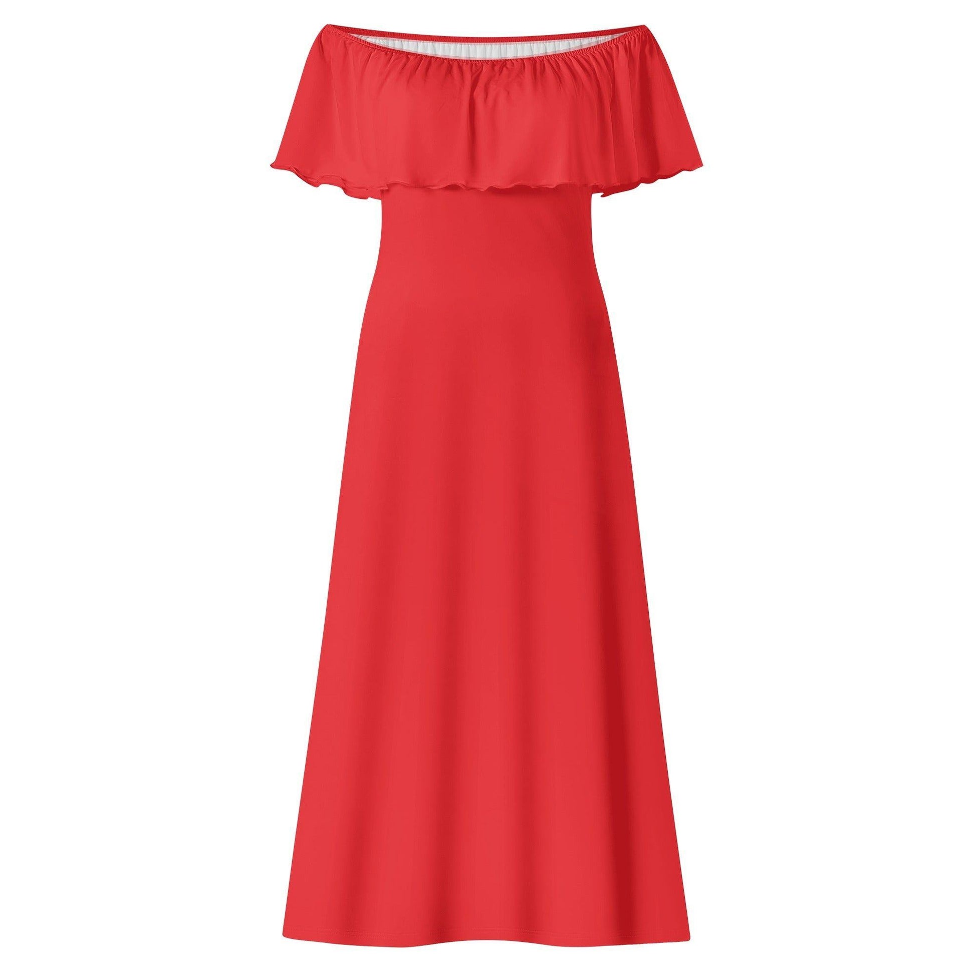 Langes Alizarinrotes schulterfreies Kleid mit lockerem Oberteil Off-Shoulder-Kleid 73.99 Alizarinrot, Kleid, Lang, locker, Oberteil, Schulterfrei JLR Design