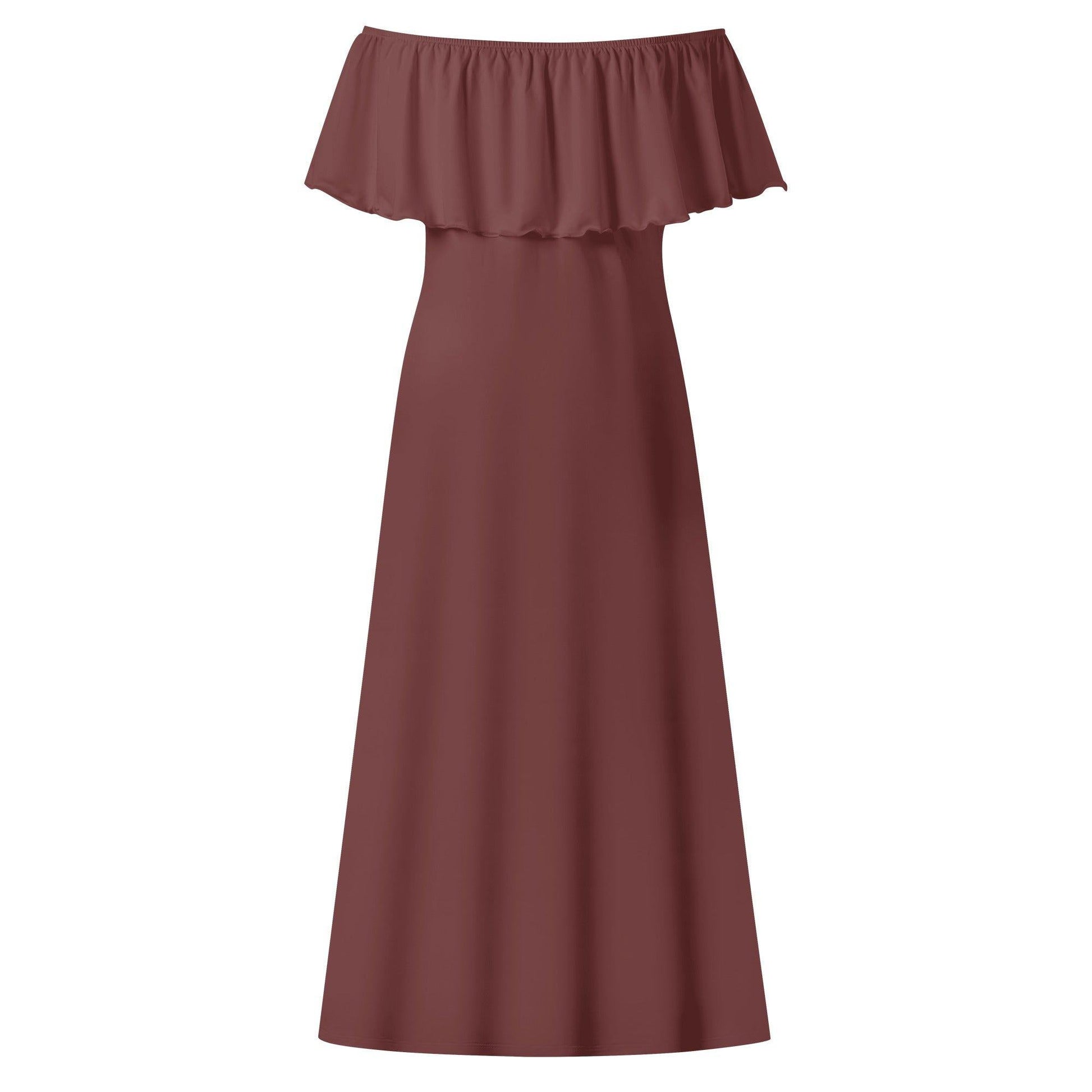 Langes schulterfreies Auburn Kleid mit lockerem Oberteil Off-Shoulder-Kleid 73.99 Auburn, Kleid, Lang, locker, Oberteil, Schulterfrei JLR Design