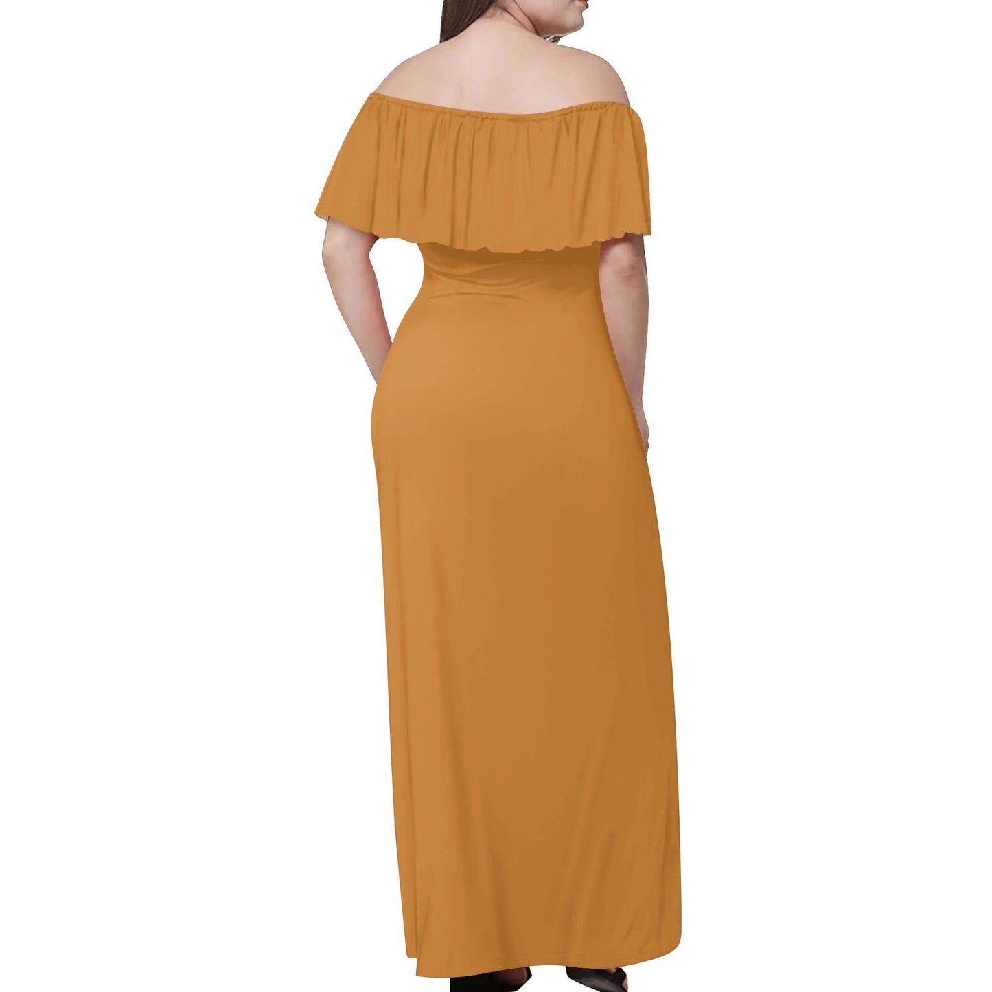 Langes schulterfreies bronze Kleid mit lockerem Oberteil Off-Shoulder-Kleid 73.99 Bronze, Kleid, Lang, locker, Oberteil, Schulterfrei JLR Design