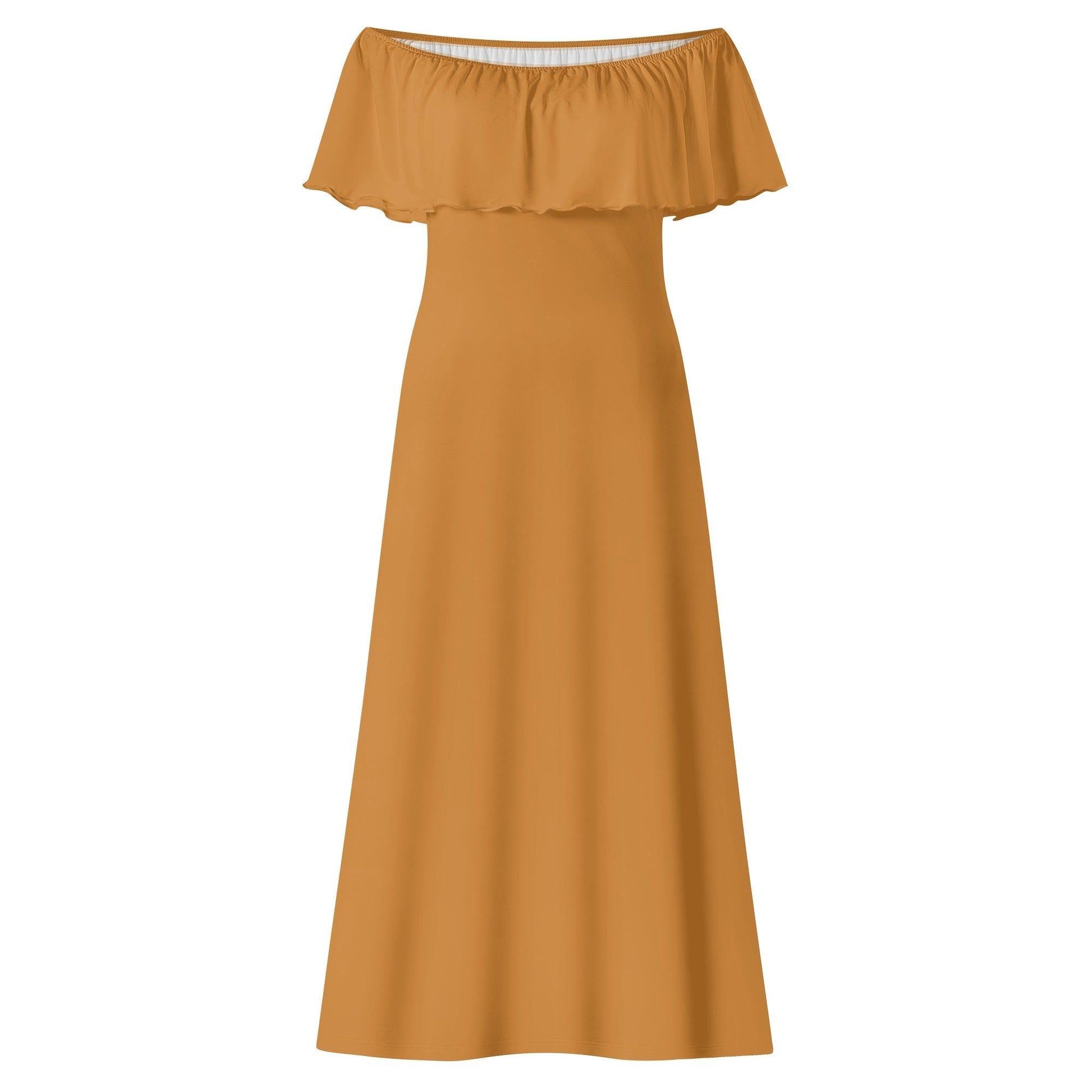 Langes schulterfreies bronze Kleid mit lockerem Oberteil Off-Shoulder-Kleid 73.99 Bronze, Kleid, Lang, locker, Oberteil, Schulterfrei JLR Design