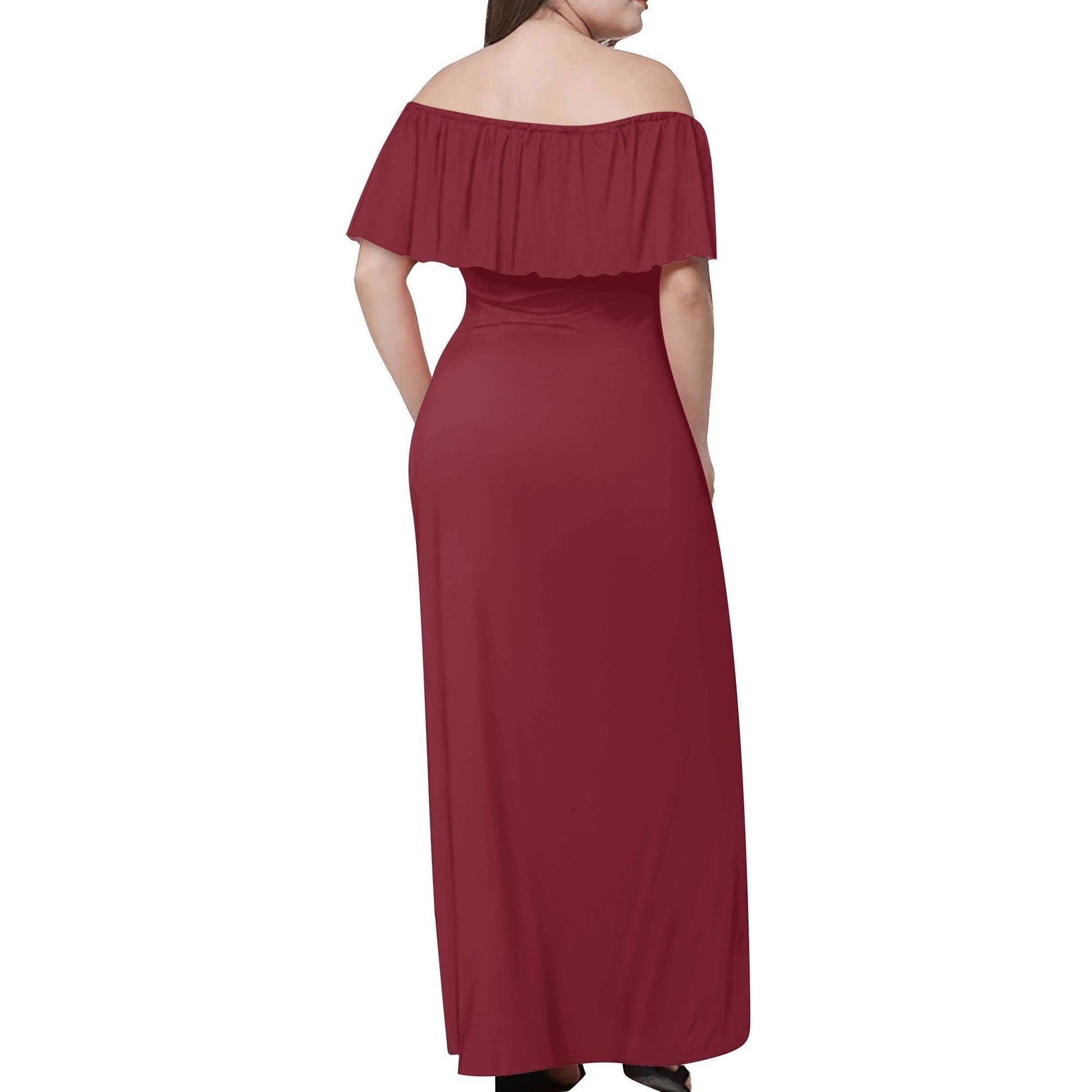 Langes schulterfreies Burgund Kleid mit lockerem Oberteil Off-Shoulder-Kleid 73.99 Burgund, Kleid, Lang, locker, Oberteil, Schulterfrei JLR Design