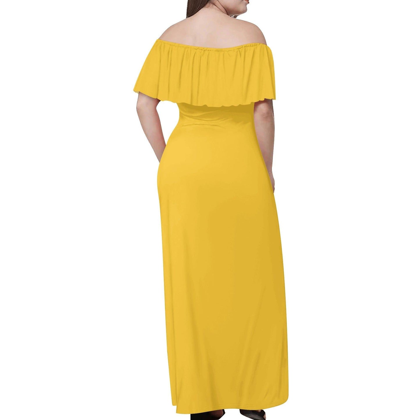 Langes schulterfreies gelbes Kleid mit lockerem Oberteil Off-Shoulder-Kleid 73.99 gelb, Kleid, Lang, locker, Oberteil, Schulterfrei JLR Design