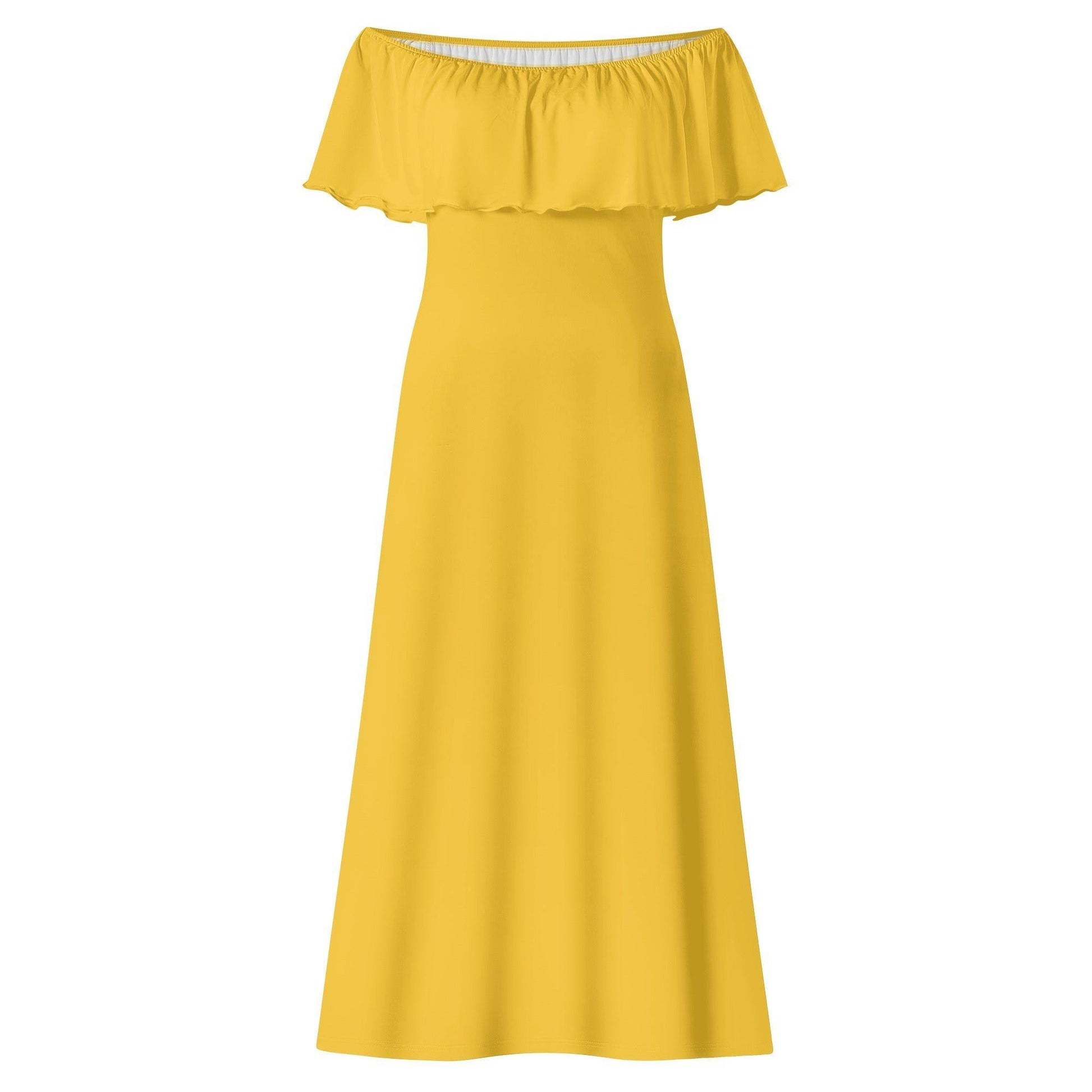 Langes schulterfreies gelbes Kleid mit lockerem Oberteil Off-Shoulder-Kleid 73.99 gelb, Kleid, Lang, locker, Oberteil, Schulterfrei JLR Design