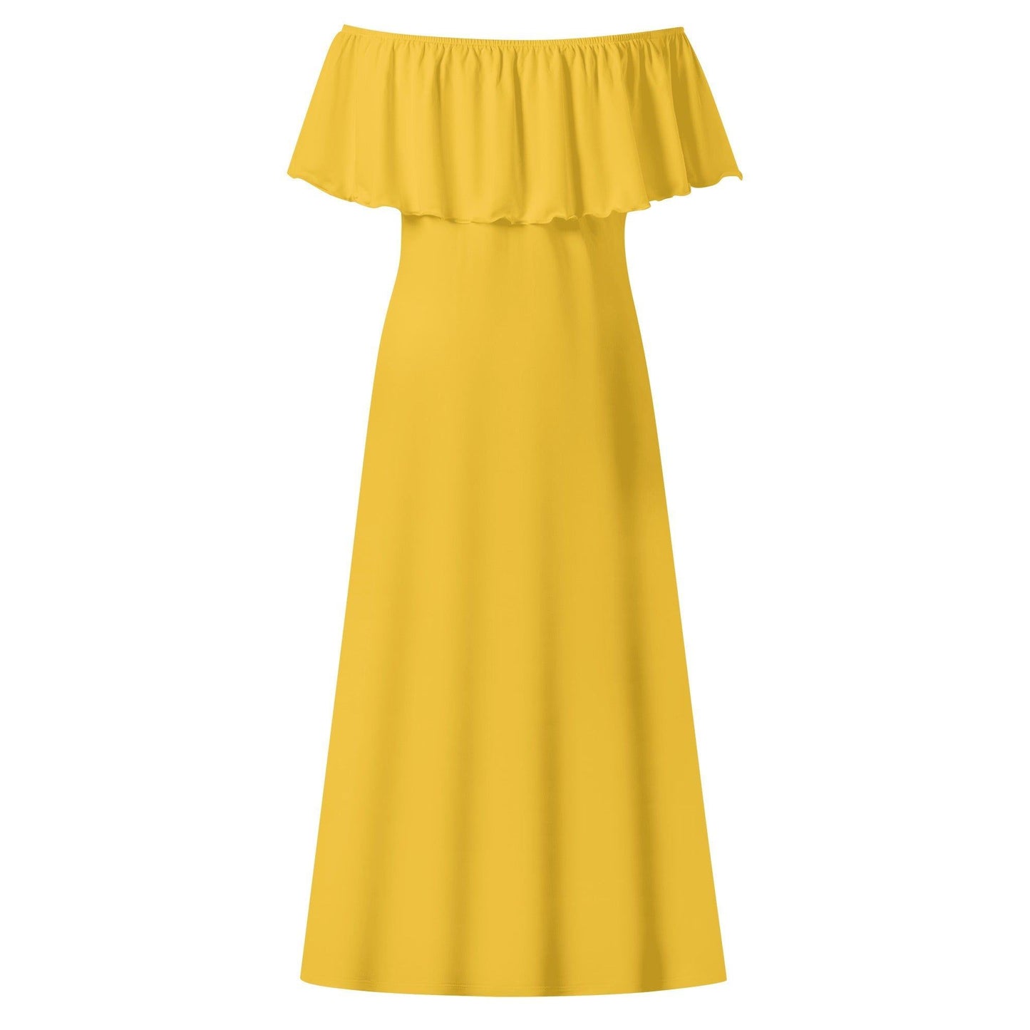 Langes schulterfreies gelbes Kleid mit lockerem Oberteil Off-Shoulder-Kleid 73.99 gelb, Kleid, Lang, locker, Oberteil, Schulterfrei JLR Design