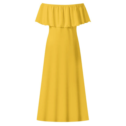 Langes schulterfreies gelbes Kleid mit lockerem Oberteil Off-Shoulder-Kleid 73.99 gelb, Kleid, Lang, locker, Oberteil, Schulterfrei JLR Design