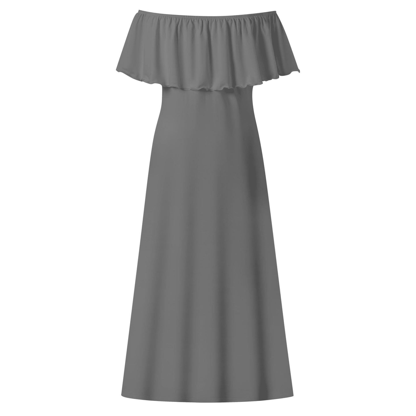 Langes schulterfreies graues Kleid mit lockerem Oberteil Off-Shoulder-Kleid 73.99 grau, Kleid, Lang, locker, Oberteil, Schulterfrei JLR Design