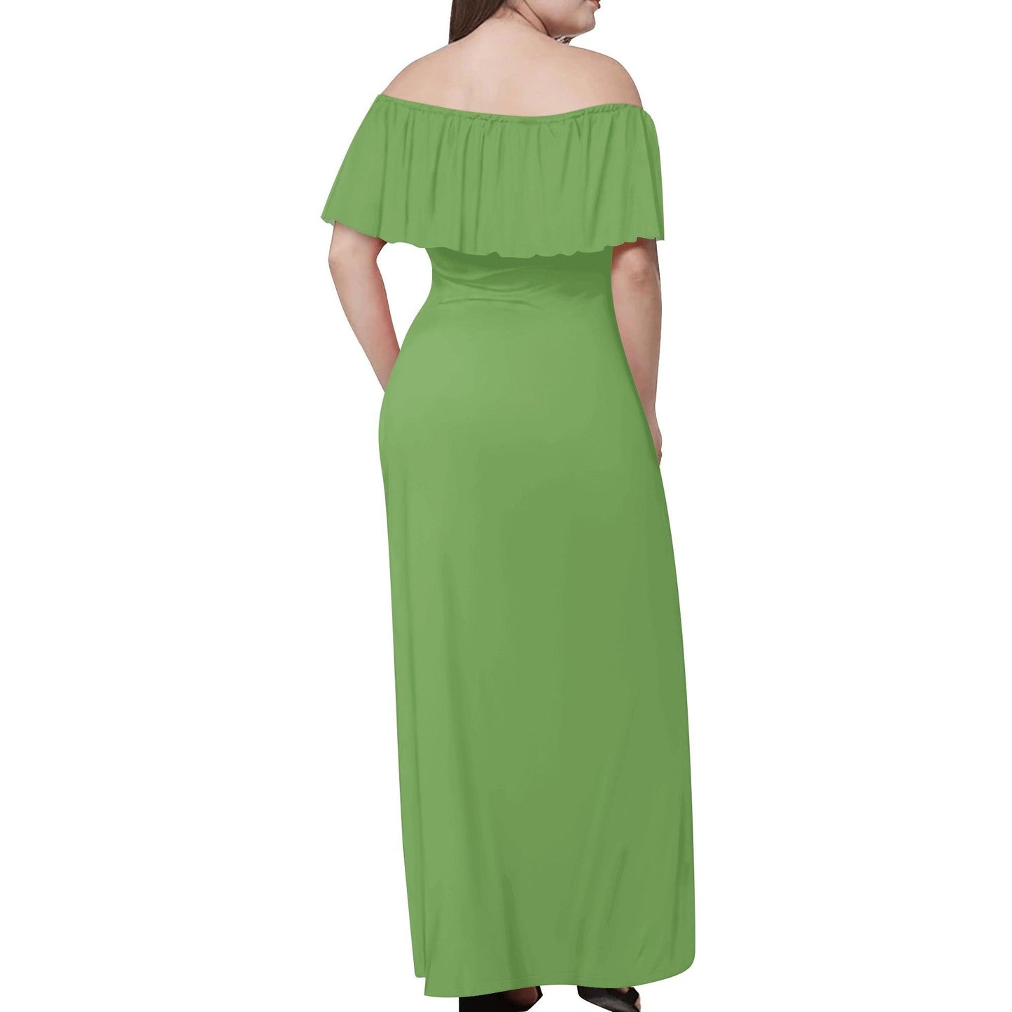 Langes schulterfreies grünes Kleid mit lockerem Oberteil Off-Shoulder-Kleid 73.99 grün, Kleid, Lang, locker, Oberteil, Schulterfrei JLR Design
