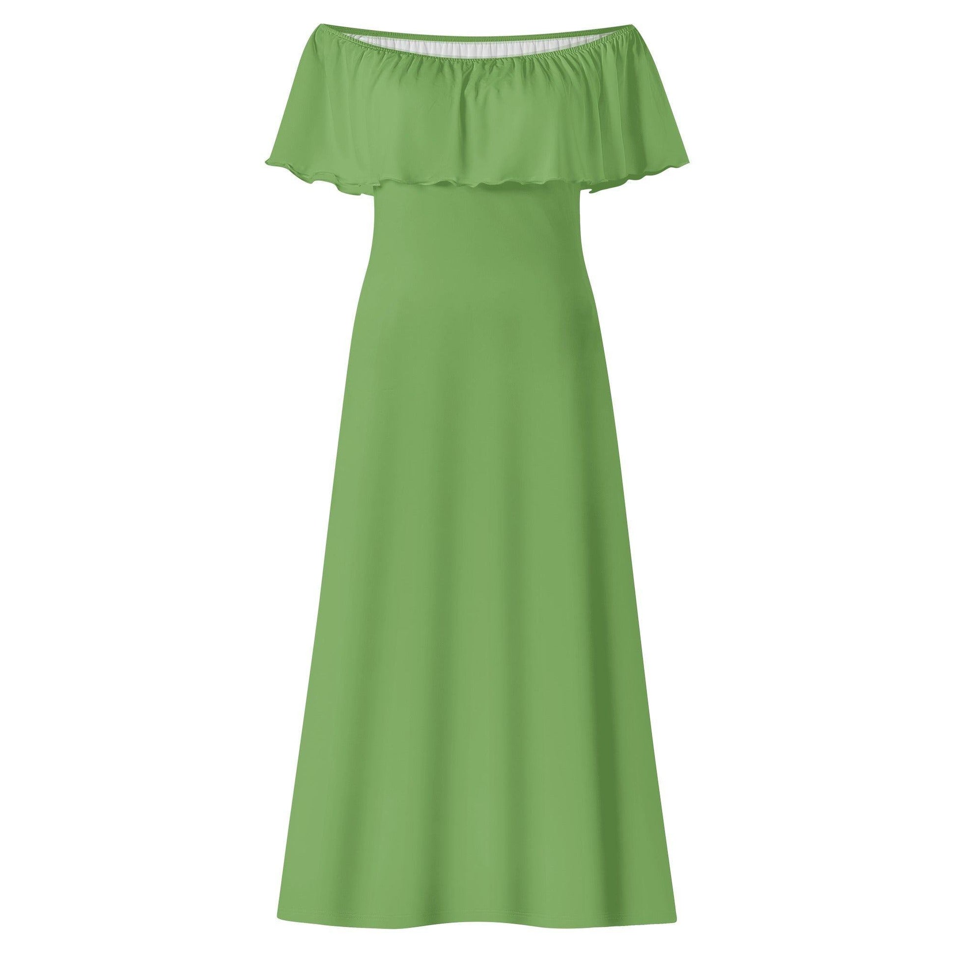 Langes schulterfreies grünes Kleid mit lockerem Oberteil Off-Shoulder-Kleid 73.99 grün, Kleid, Lang, locker, Oberteil, Schulterfrei JLR Design