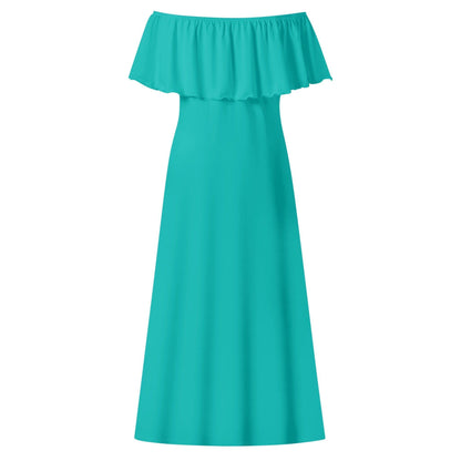 Langes schulterfreies Iris Blue Kleid mit lockerem Oberteil Off-Shoulder-Kleid 73.99 Blue, Iris, Kleid, Lang, locker, Oberteil, Schulterfrei JLR Design