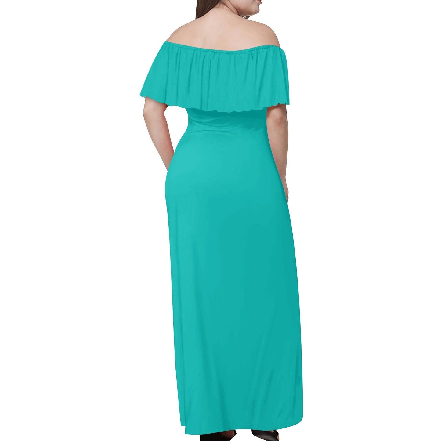 Langes schulterfreies Iris Blue Kleid mit lockerem Oberteil Off-Shoulder-Kleid 73.99 Blue, Iris, Kleid, Lang, locker, Oberteil, Schulterfrei JLR Design