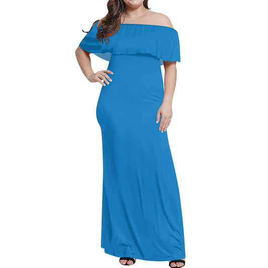 Langes schulterfreies Navy Blue Kleid mit lockerem Oberteil Off-Shoulder-Kleid 73.99 Blue, Kleid, Lang, locker, Navy, Oberteil, Schulterfrei JLR Design