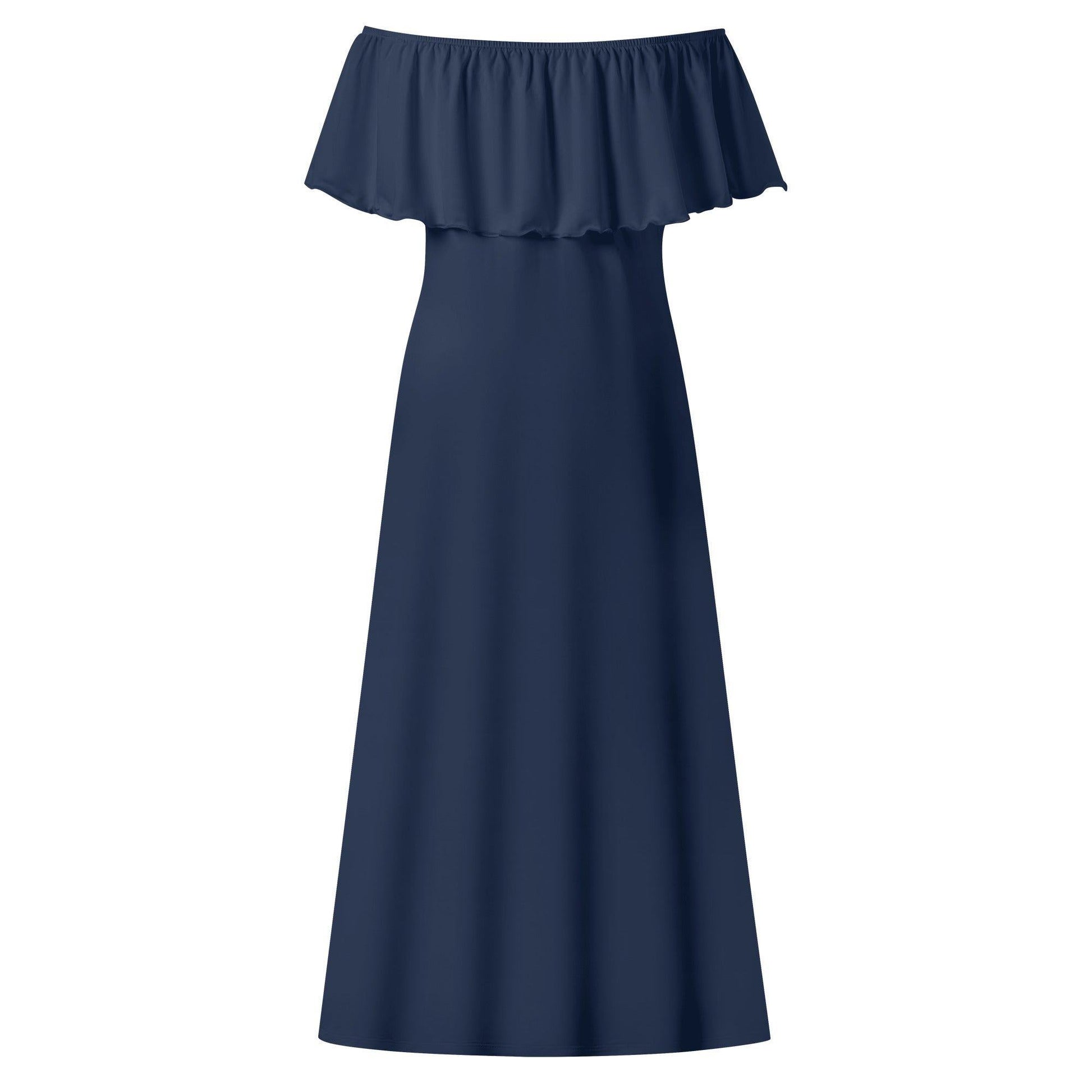 Langes schulterfreies Navy Kleid mit lockerem Oberteil Off-Shoulder-Kleid 73.99 Kleid, Lang, locker, Navy, Oberteil, Schulterfrei JLR Design