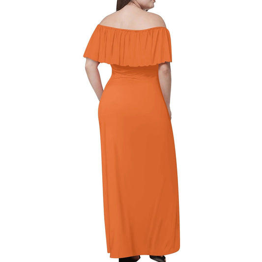 Langes schulterfreies Orange Kleid mit lockerem Oberteil Off-Shoulder-Kleid 73.99 Kleid, Lang, locker, Oberteil, Orange, Schulterfrei JLR Design