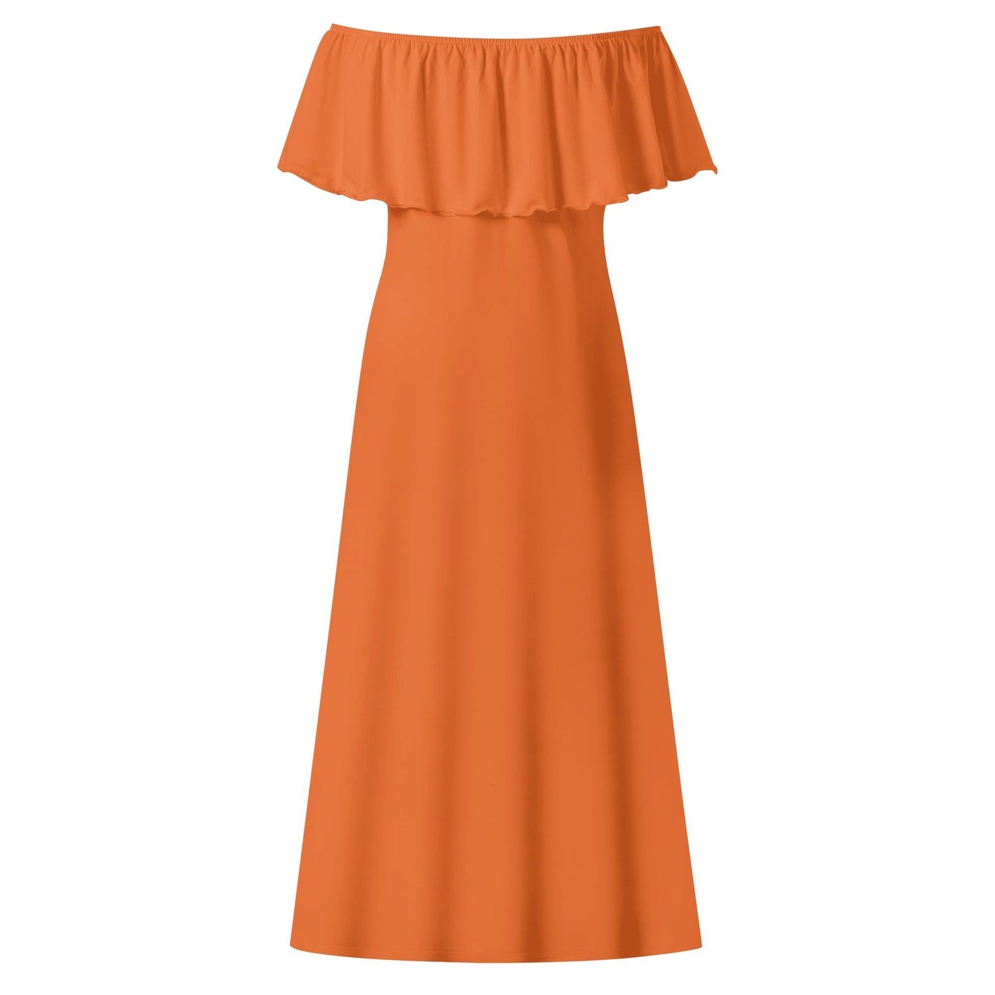 Langes schulterfreies Orange Kleid mit lockerem Oberteil Off-Shoulder-Kleid 73.99 Kleid, Lang, locker, Oberteil, Orange, Schulterfrei JLR Design