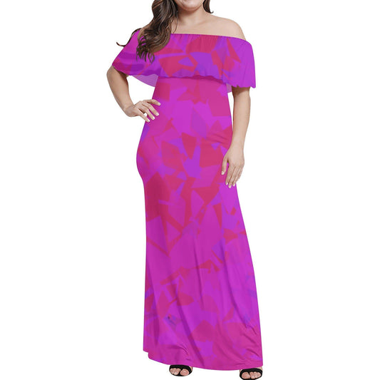 Langes schulterfreies Pink Crystal Kleid mit lockerem Oberteil Off-Shoulder-Kleid 79.99 Crystal, Kleid, Lang, locker, Oberteil, Pink, Schulterfrei JLR Design