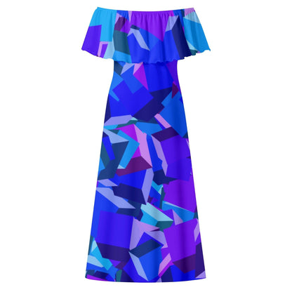 Langes schulterfreies Purple Cube Kleid mit lockerem Oberteil Off-Shoulder-Kleid 79.99 Cube, Kleid, Lang, locker, Oberteil, Purple, Schulterfrei JLR Design