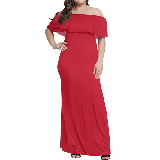 Langes schulterfreies rotes Kleid mit lockerem Oberteil Off-Shoulder-Kleid 73.99 Kleid, Lang, locker, Oberteil, Rot, Schulterfrei JLR Design