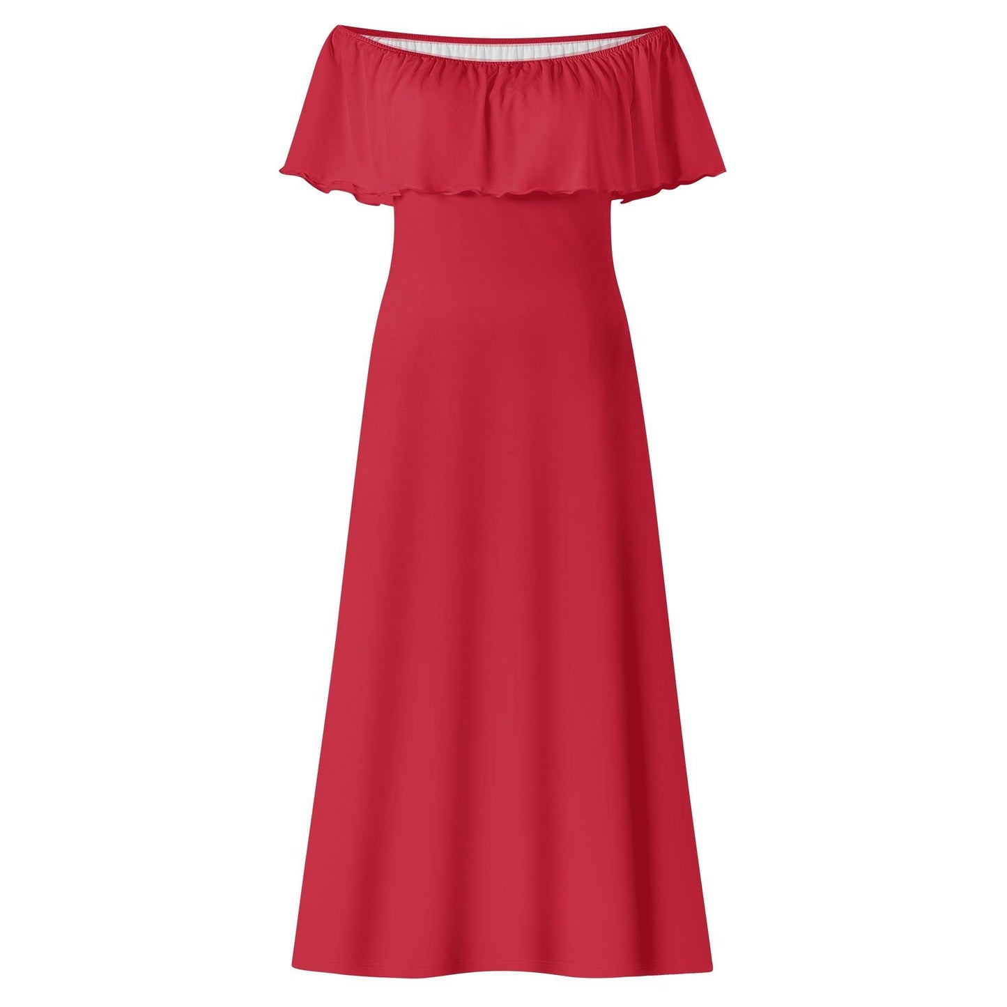 Langes schulterfreies rotes Kleid mit lockerem Oberteil Off-Shoulder-Kleid 73.99 Kleid, Lang, locker, Oberteil, Rot, Schulterfrei JLR Design