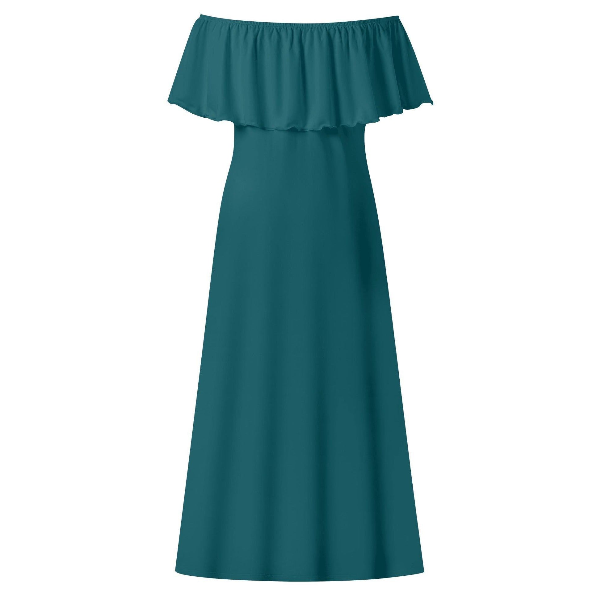 Langes schulterfreies Sherpa Blue Kleid mit lockerem Oberteil Off-Shoulder-Kleid 73.99 Blue, Kleid, Lang, locker, Oberteil, Schulterfrei, Sherpa JLR Design