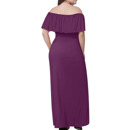 Langes schulterfreies Tyrian Purple Kleid mit lockerem Oberteil Off-Shoulder-Kleid 73.99 Kleid, Lang, locker, Oberteil, Purple, Schulterfrei, Tyrian JLR Design