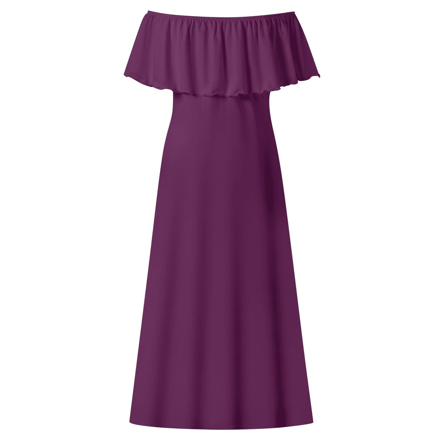 Langes schulterfreies Tyrian Purple Kleid mit lockerem Oberteil Off-Shoulder-Kleid 73.99 Kleid, Lang, locker, Oberteil, Purple, Schulterfrei, Tyrian JLR Design