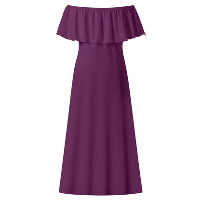 Langes schulterfreies Tyrian Purple Kleid mit lockerem Oberteil Off-Shoulder-Kleid 73.99 Kleid, Lang, locker, Oberteil, Purple, Schulterfrei, Tyrian JLR Design