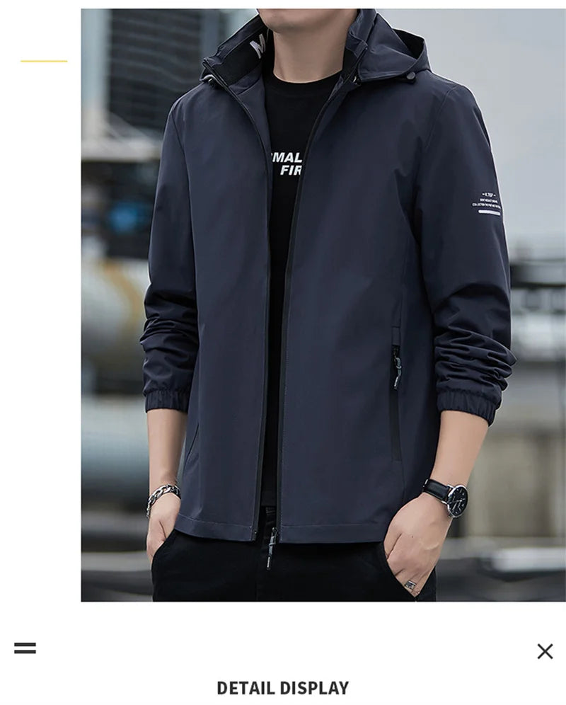 Lässige Kapuzenjacke für Herren – Unifarben, Regular Fit Jacke JLR Design