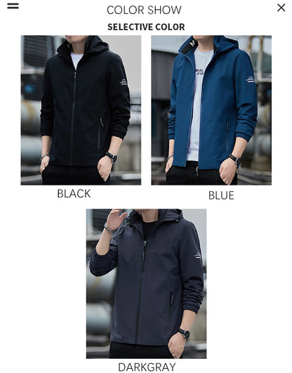 Lässige Kapuzenjacke für Herren – Unifarben, Regular Fit Jacke JLR Design