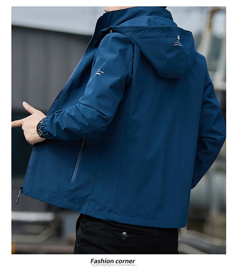 Lässige Kapuzenjacke für Herren – Unifarben, Regular Fit Jacke JLR Design