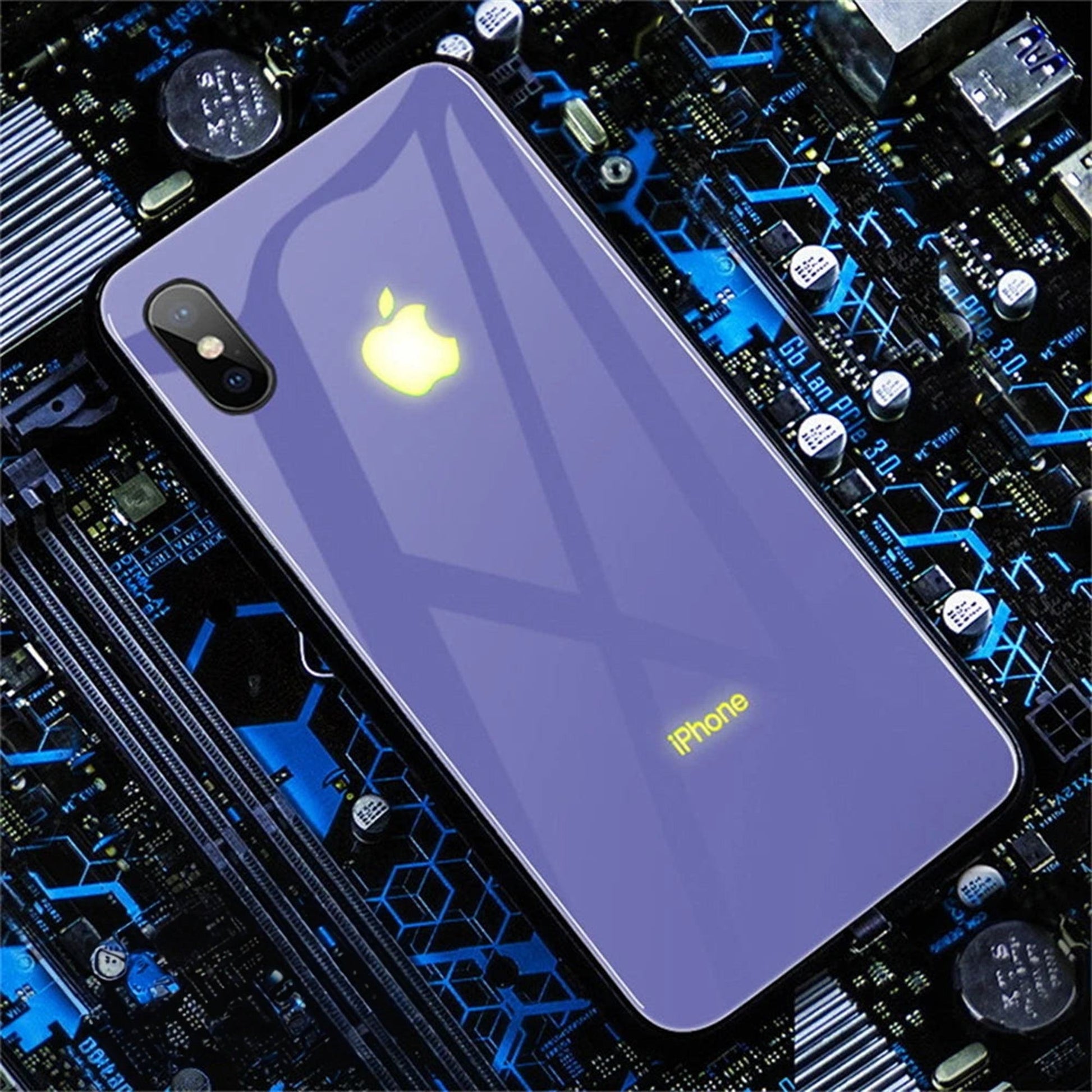 LED Iphone 12/13/14/Pro/Plus/Max Handyhülle mit leuchtendem Apple Logo Phone Case JLR Design