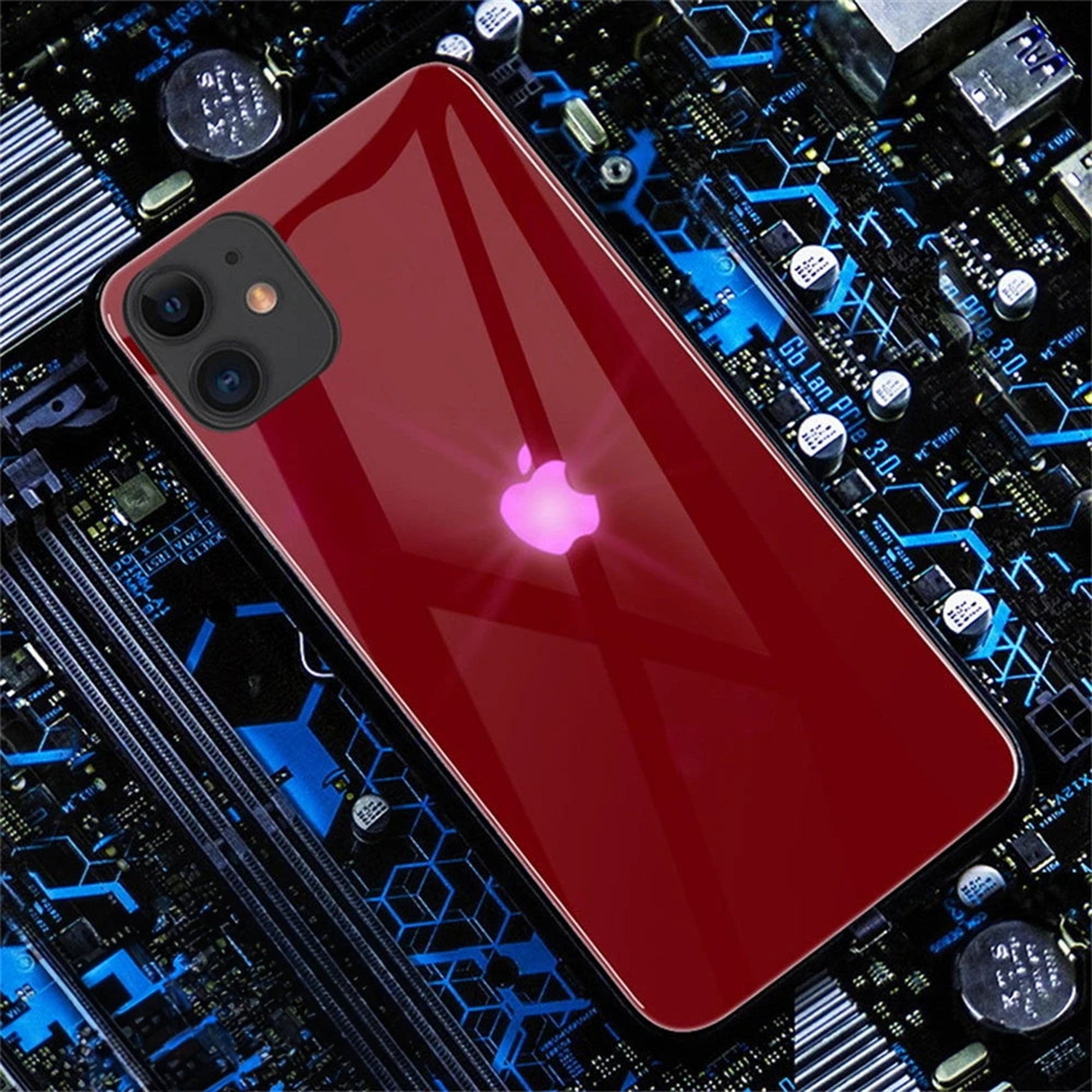 LED Iphone 12/13/14/Pro/Plus/Max Handyhülle mit leuchtendem Apple Logo Phone Case JLR Design