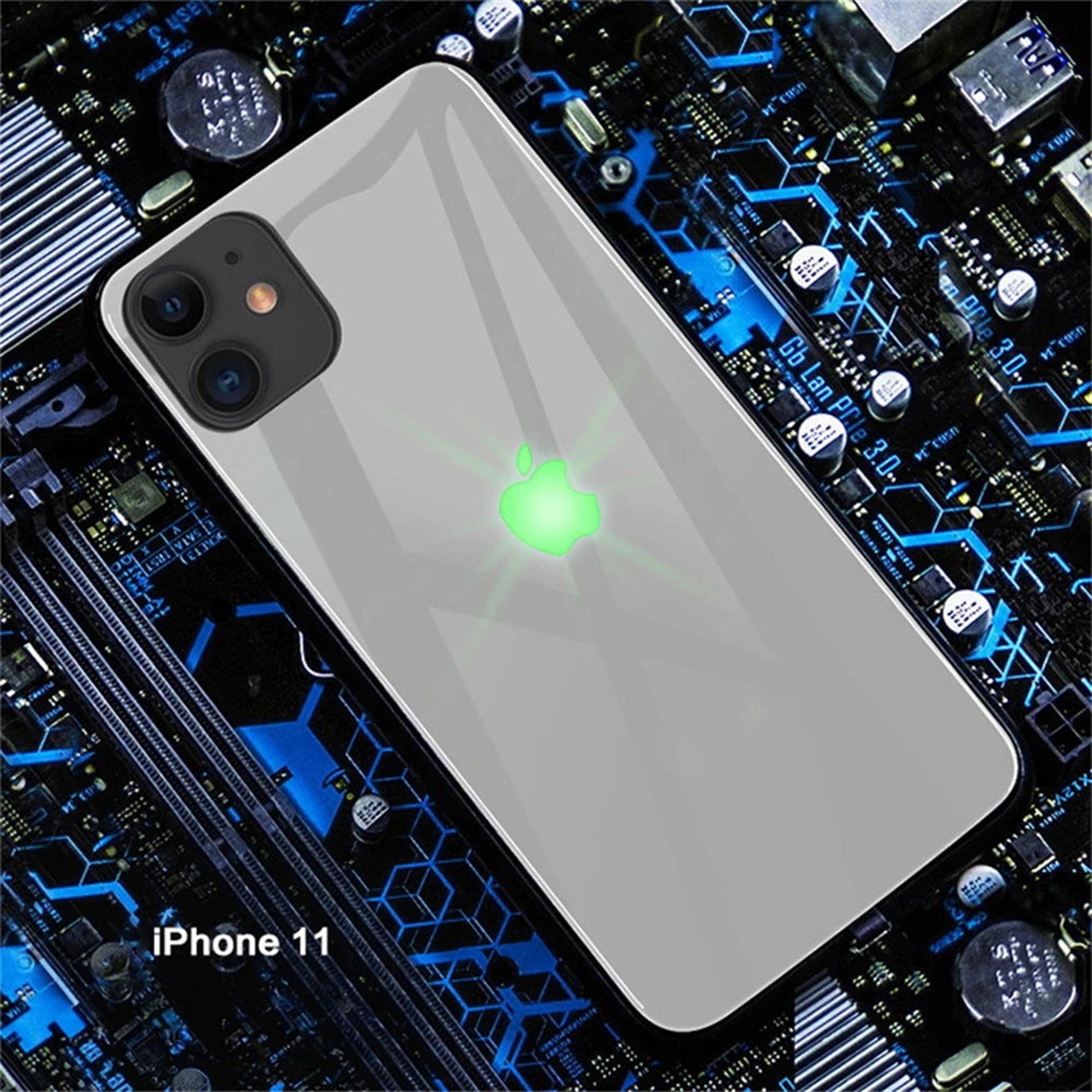 LED Iphone 12/13/14/Pro/Plus/Max Handyhülle mit leuchtendem Apple Logo Phone Case JLR Design
