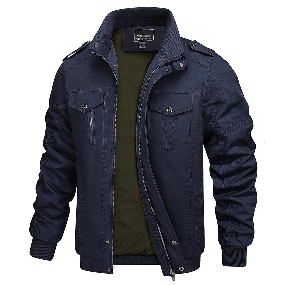 Leichte Herren Bomberjacke mit Stehkragen und Cargo-Taschen Bomberjacke JLR Design