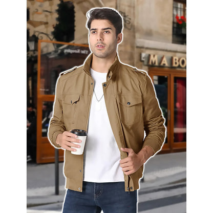 Leichte Herren Bomberjacke mit Stehkragen und Cargo-Taschen Bomberjacke JLR Design