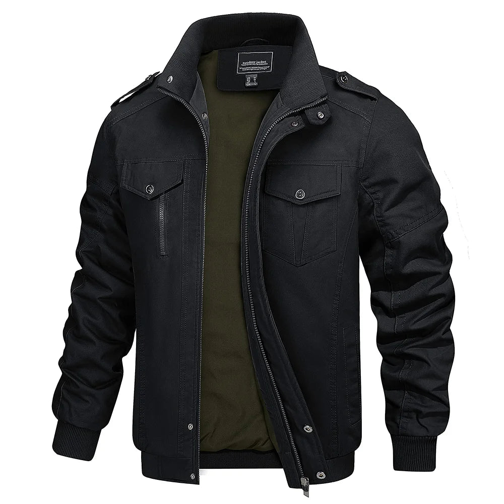 Leichte Herren Bomberjacke mit Stehkragen und Cargo-Taschen Bomberjacke JLR Design