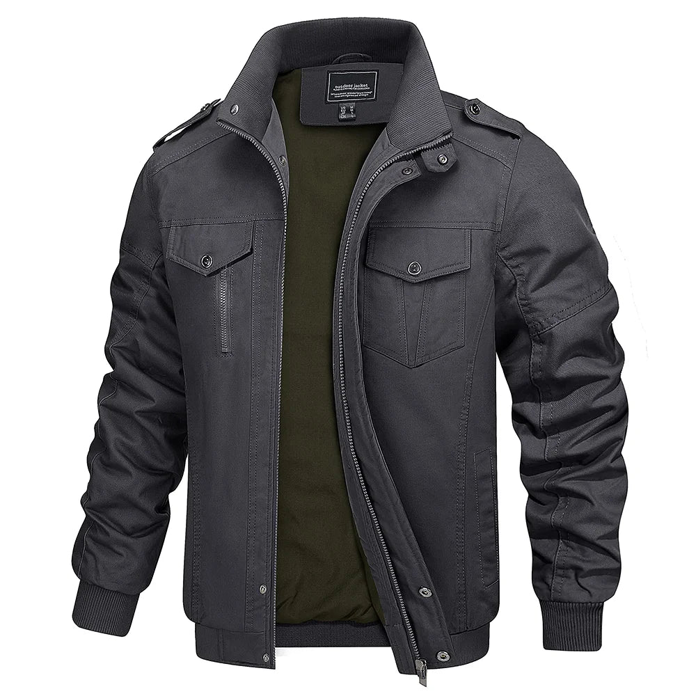 Leichte Herren Bomberjacke mit Stehkragen und Cargo-Taschen Bomberjacke JLR Design