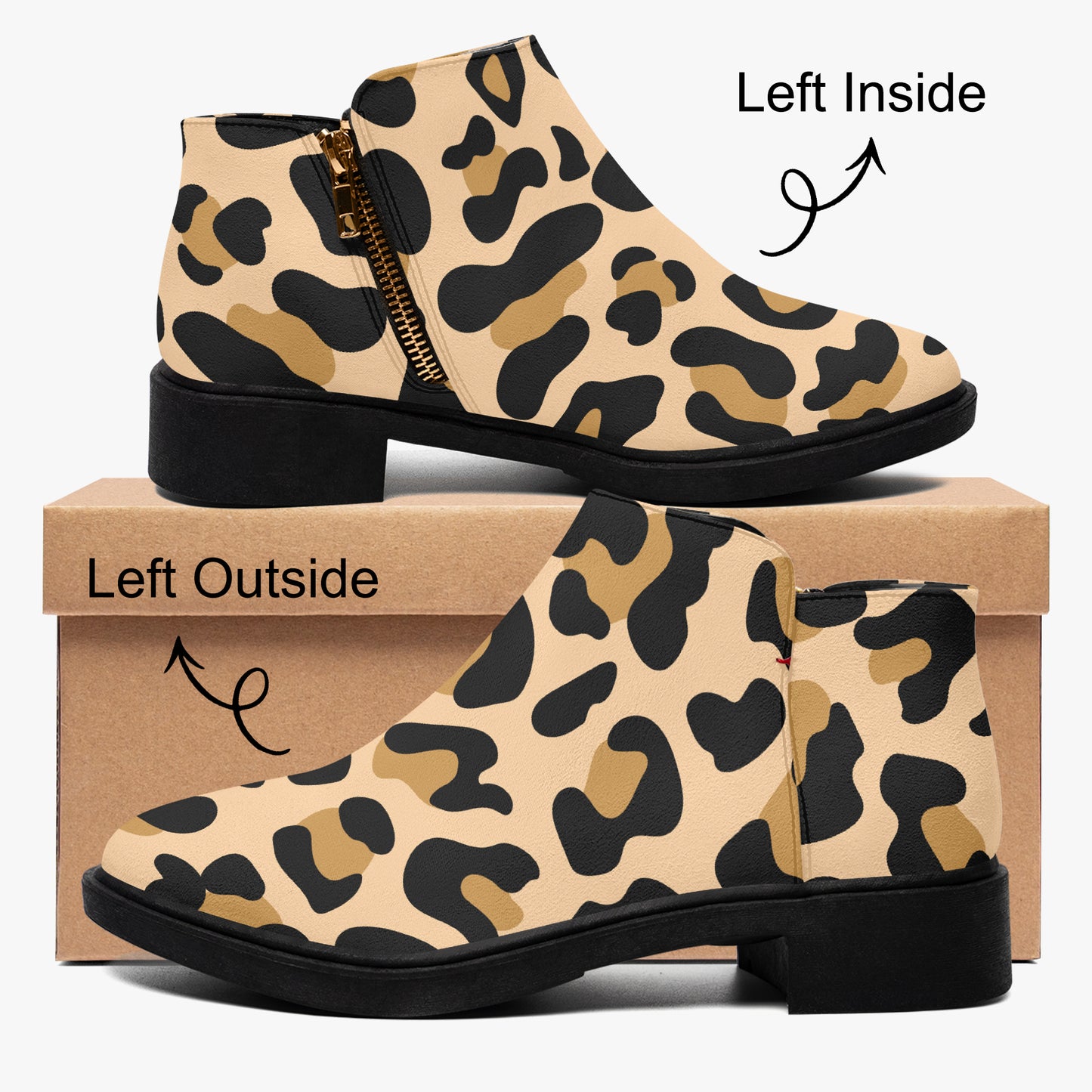 Leopard elegante Reißverschluss-Stiefeletten Stiefeletten JLR Design