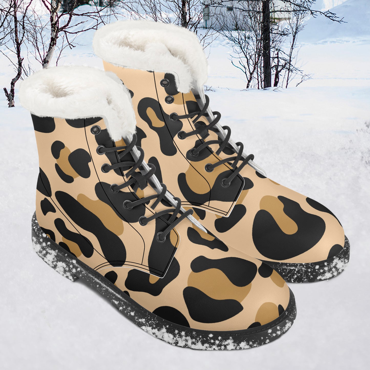 Leopard Faux Fur Leder Boots Boots JLR Design