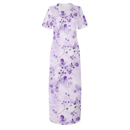 lilac-flowers-v1-short-sleeve-long-dress-long-dress-jlr-design-33728 - JLR Design