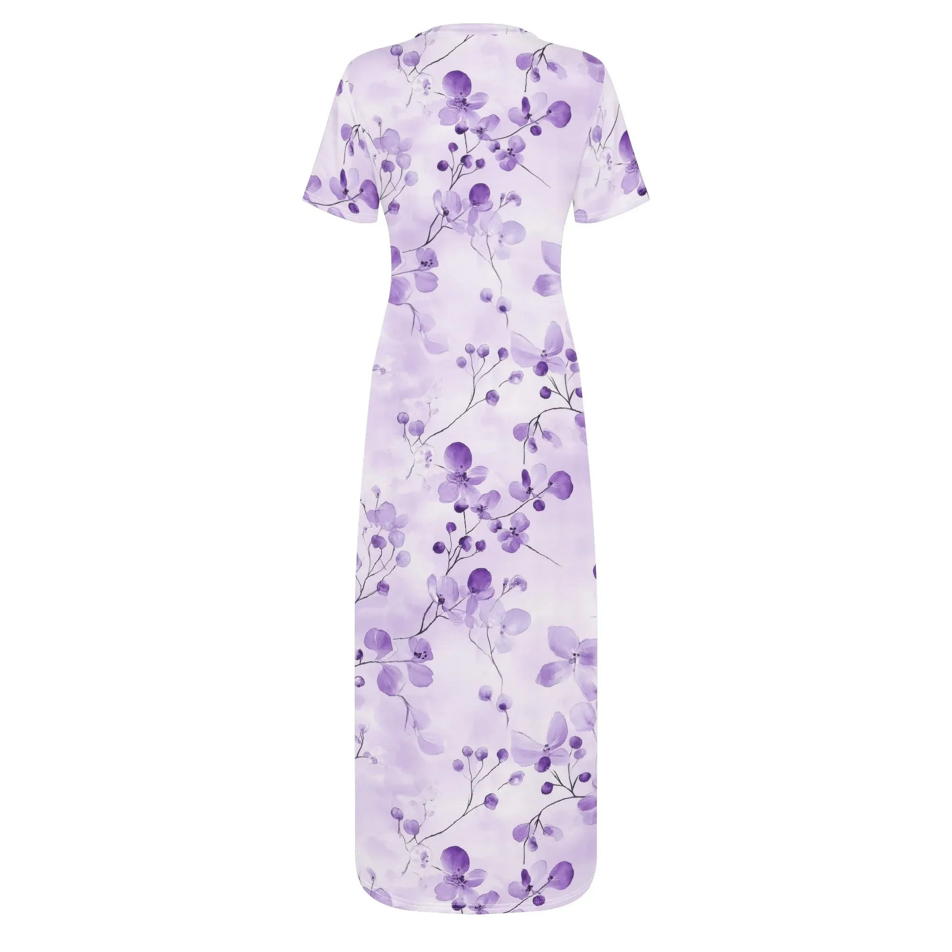 lilac-flowers-v1-short-sleeve-long-dress-long-dress-jlr-design-74659 - JLR Design