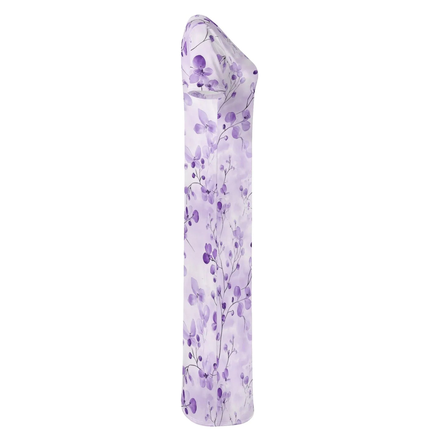 lilac-flowers-v1-short-sleeve-long-dress-long-dress-jlr-design-99522 - JLR Design