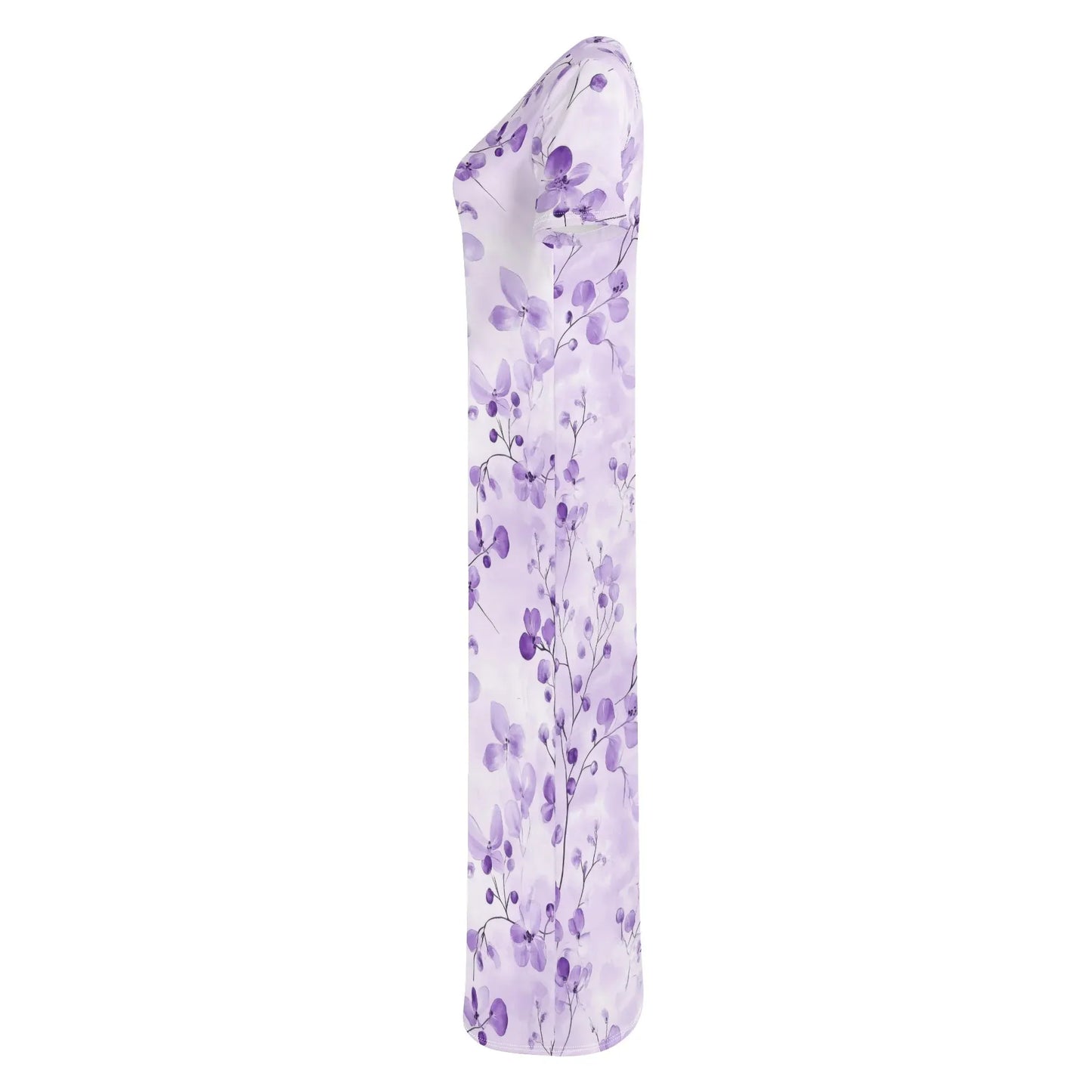 lilac-flowers-v1-short-sleeve-long-dress-long-dress-jlr-design-95697 - JLR Design