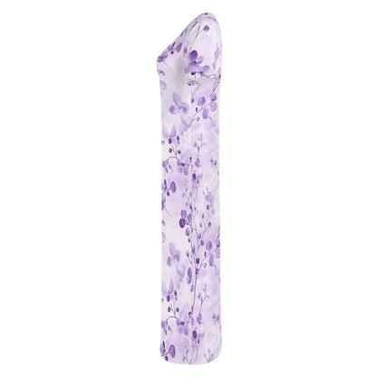 lilac-flowers-v1-short-sleeve-long-dress-long-dress-jlr-design-95697 - JLR Design