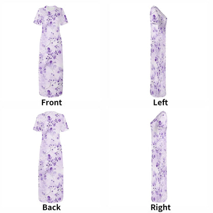 lilac-flowers-v1-short-sleeve-long-dress-long-dress-jlr-design-47679 - JLR Design