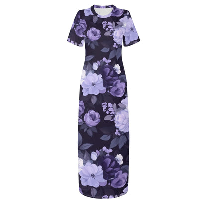 lilac-flowers-v2-short-sleeve-long-dress-long-dress-jlr-design-86394 - JLR Design