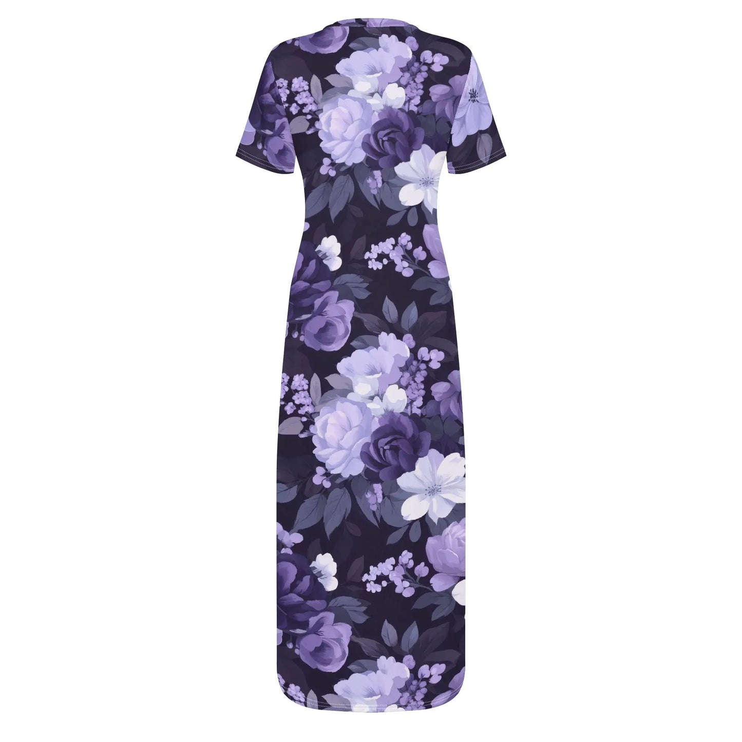 lilac-flowers-v2-short-sleeve-long-dress-long-dress-jlr-design-13826 - JLR Design