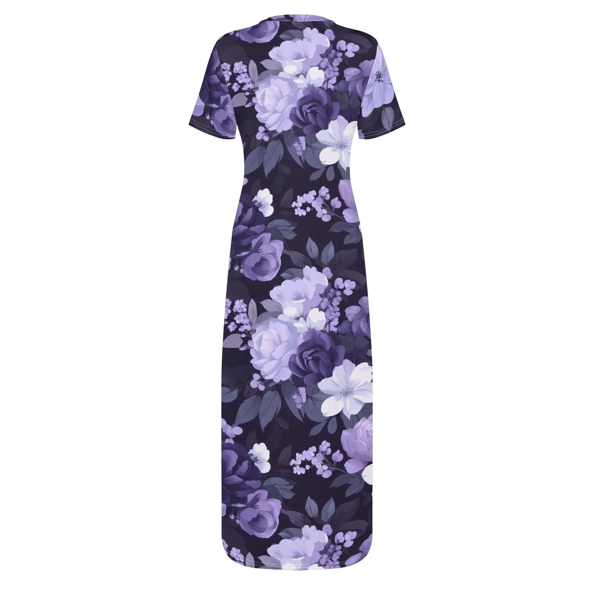 lilac-flowers-v2-short-sleeve-long-dress-long-dress-jlr-design-13826 - JLR Design