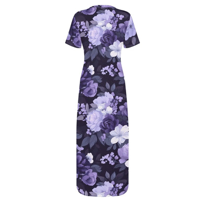 lilac-flowers-v2-short-sleeve-long-dress-long-dress-jlr-design-13826 - JLR Design