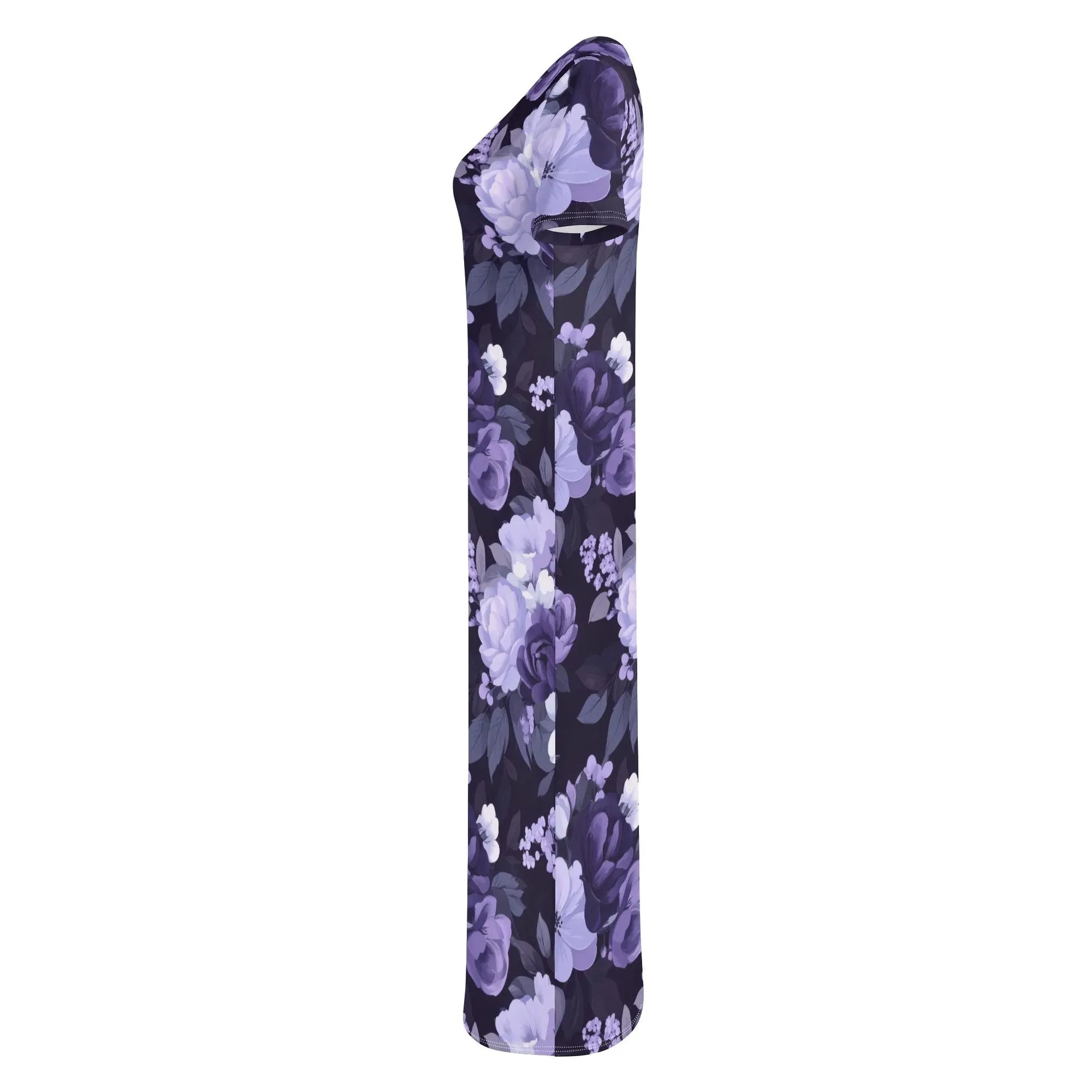 lilac-flowers-v2-short-sleeve-long-dress-long-dress-jlr-design-81321 - JLR Design